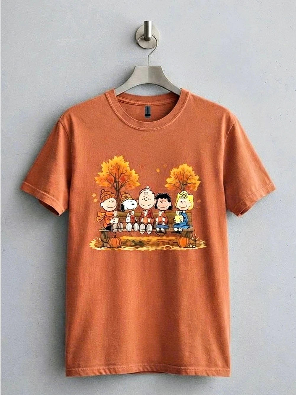 Peanuts Snoopy Charlie Brown Fall Autumn Terracotta Orange Graphic Tee